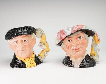 2pc Royal Doulton Large Character Jugs Pearly King D6760 and Pearly Queen D6759