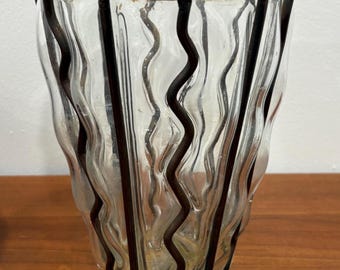 vintage Iron Cased blown Glass Vase -1960's-9" tall