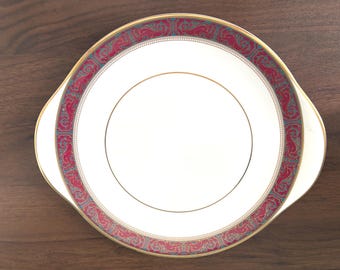 Rare Handled Cake Plate in Martinique pattern by Royal Doulton