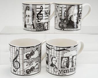 Wedgwood Musical Scores Bone China Mugs Set (4) – Classical Composers, Music Notes