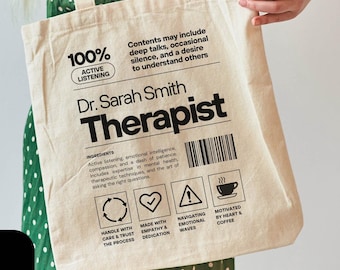 Therapist Gift Graduation, Tote Bag for Psychology Student Forensic Clinical Research or Major, Psychologist Gift, School Psychology Gift