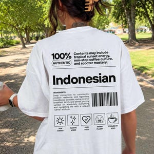 Koszulka z nadrukiem "Dżakarta Bali" z nadrukiem, spersonalizowana koszulka z Indonezji, zabawny prezent dla Indonezyjczyka