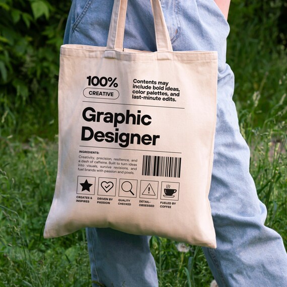 Graphic Designer Tote Bag, Funny Web Designer Gift, UI UX Designer Present, Design Agency Merch, Graphics Design School Graduation