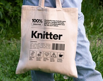 Funny Knitter Tote Bag, Personalized Knitting Gift, Custom Love To Knit Present
