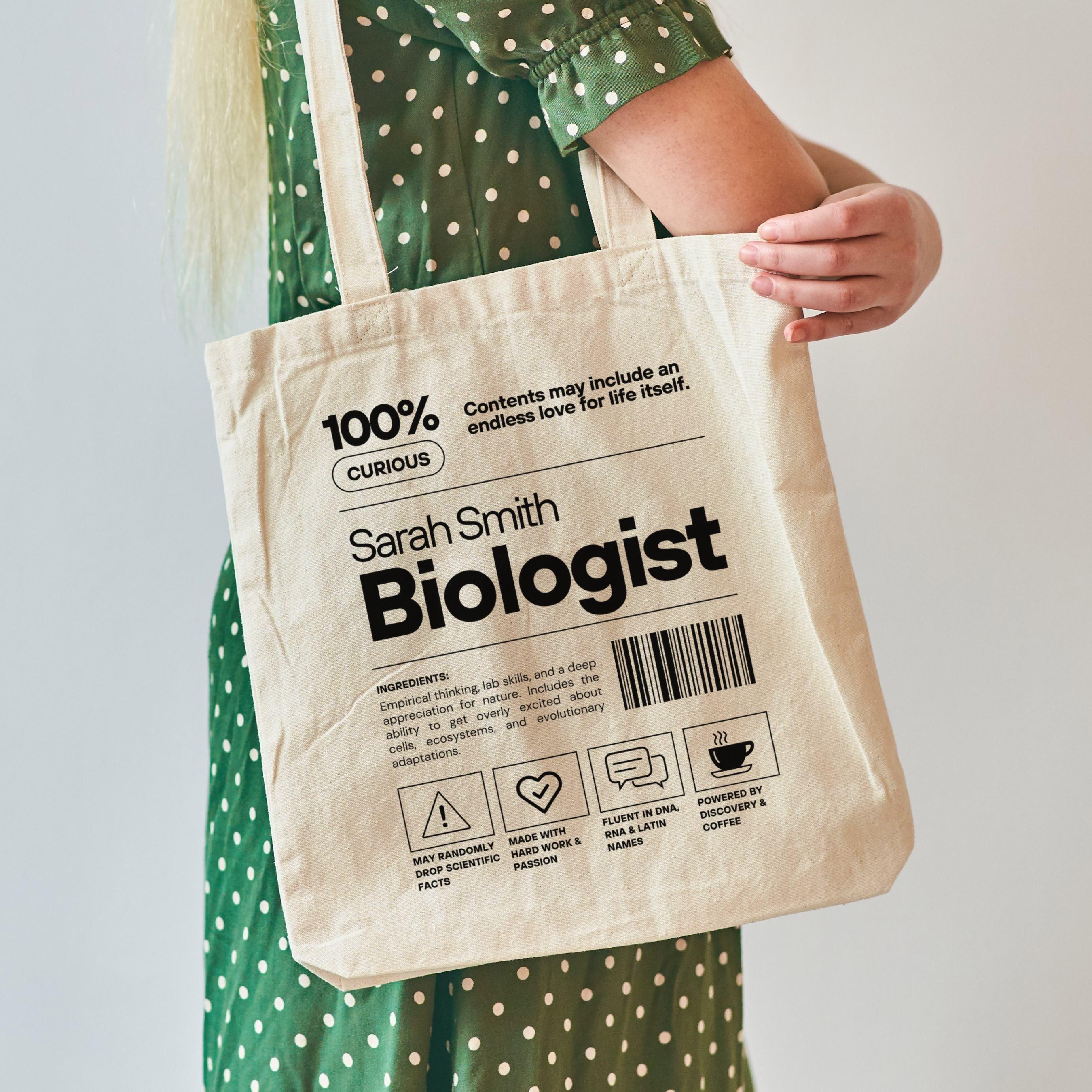 Personalized Biologist Tote Bag, Custom Biology Student Gift, Funny ...