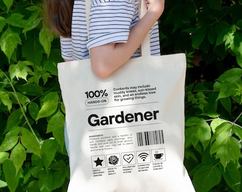 Grappige draagtas tuinman, aangepast tuincadeau, ecotas plantenliefhebber, draagtas botanische minnaar, accessoires tuinman