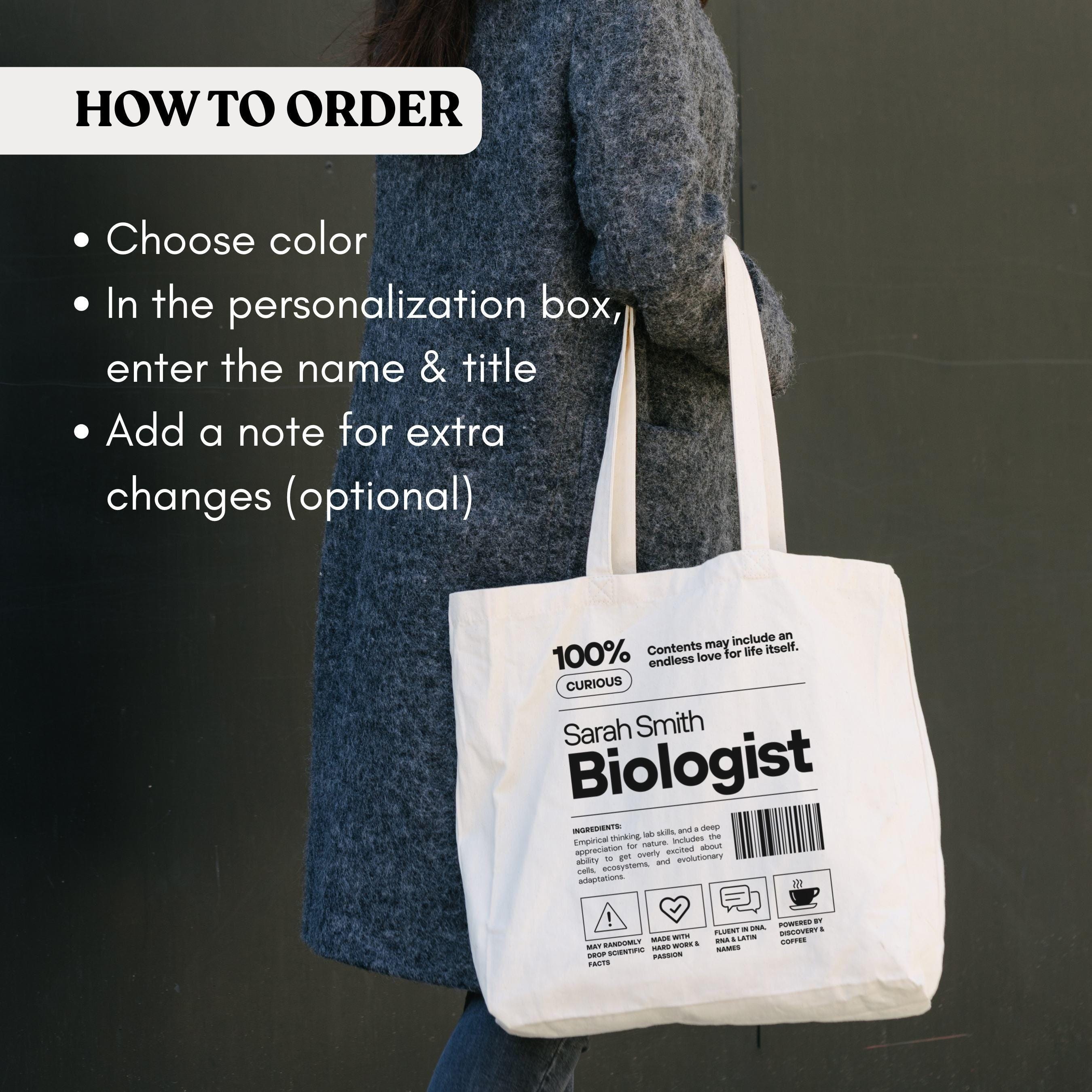 Personalized Biologist Tote Bag, Custom Biology Student Gift, Funny ...