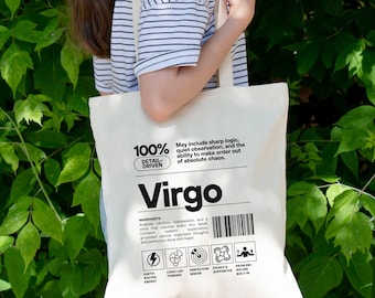 Bolsa de mano divertida de Virgo, regalo del zodiaco para Virgo, bolsa de mano minimalista de astrología