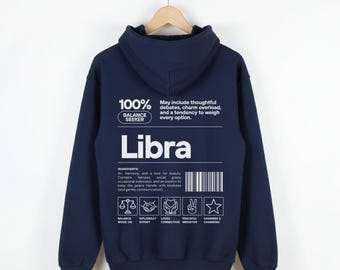 Bluza z kapturem i koszulką z motywem Wagi, zabawny prezent urodzinowy z astrologią wrzesień październik, sweter z faktami o znaku zodiaku, dziewczyna z Wagą, sezon Wagi