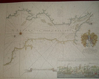 Replica 1693 English chart of the Bristol Channel, Historical Reenactment, Pirate Cosplay