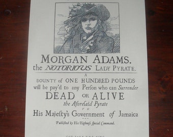 Morgan Adams Cutthroat Island Wanted Poster, Pirate Cosplay, Geena Davis