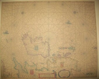 Replica 1665 Dutch Seachart of the Irish Sea with Ireland with the neighboring England and Scotland