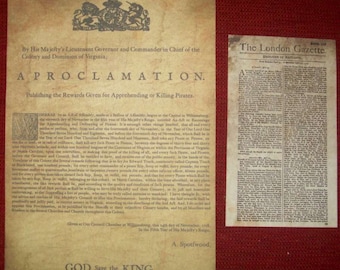 Governor Spotswood Proclamation on Rewards for Pirate capture, Historical Reenactment, Pirate Cosplay