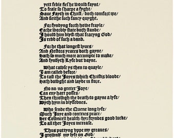 Replica 1570 Broadside Ballad - Certayne versis writtene by Thomas Brooke gentleman in the tyme of his imprysonment, Historical Reenactment