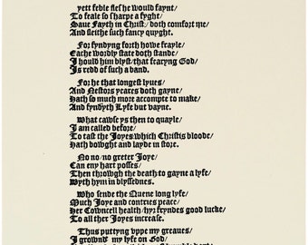 Replica 1570 Broadside Ballad - Certayne versis writtene by Thomas Brooke gentleman in the tyme of his imprysonment