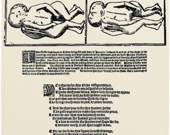 Replica 1565 Broadside Ballad - The true fourme and shape of a monsterous chyld whiche was borne in Stony Stratforde