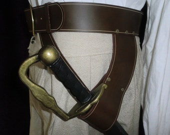 Captain Blackbeard Sword Belt, Handmade, Genuine Leather, Made to Order for Historical Reenactment, Pirate Cosplay