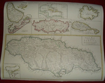 Replica 1721 English Map of the Caribbean Islands, Historical Reenactment, Pirate Cosplay