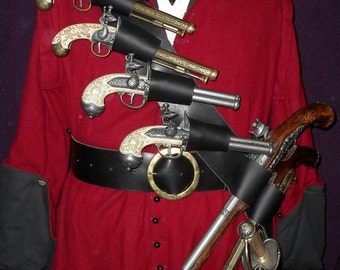 Captain Blackbeard 6 Pistol Pirate Baldric, Handmade, Genuine Leather, Made to Order for Historical Reenactment, Pirate Cosplay
