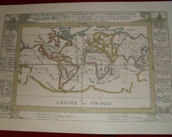 Replica 1716 German World map showing shipping routes to the East and West indies, Historical Reenactment, Pirate Cosplay