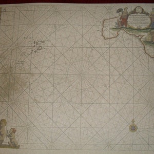 Replik von 1693, einer englischen Landkarte, die Land's End und die südwestliche Spitze von Cornwall zeigt, historische Reenactment, Piraten Cosplay