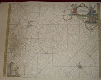 Replica 1693 English chart showing Land's End and the south western tip of Cornwall