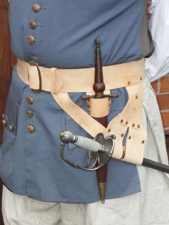 フランス海軍レプリカ剣ベルト、プラグ付き銃剣フロッグ、ハンドメイド