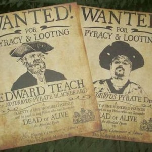 Póster de pirata buscado réplica personalizada con tu imagen, cosplay de la época dorada de la piratería y recreación histórica