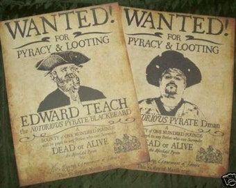 Custom Replica Pirate Wanted Poster with your image,  Golden Age of Piracy Cosplay and Historical Reenactment