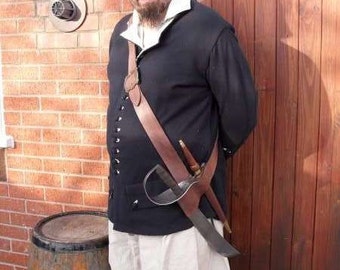 Handmade Pirate Baldrick, Swordbelt, Genuine Leather, Replica Captain Kidd, 1600s, 17th Century Living History, Historical Reenactment