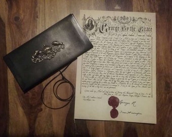 Replica Pirate License or Letter of Marque in Leather Wallet personalized with your details