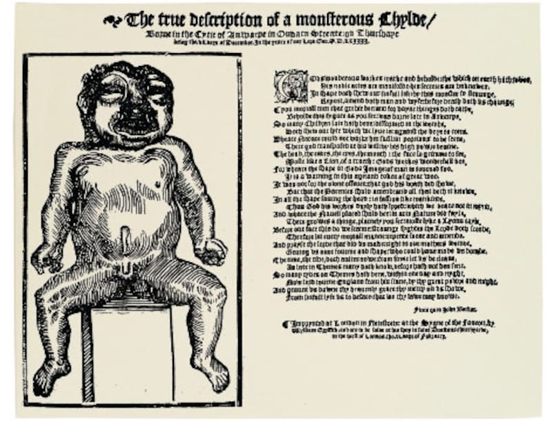 Replica 1565 Broadside Ballad The true description of a monsterous chylde image 1