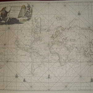 Replik von 1697, niederländische Schautafel der bekannten Welt am Ende des 17ten Jahrhunderts, historisches Reenactment, Piraten Cosplay