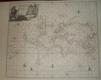 Replica 1697 Dutch chart of the known world at the end of the 17th century, Historical Reenactment, Pirate Cosplay
