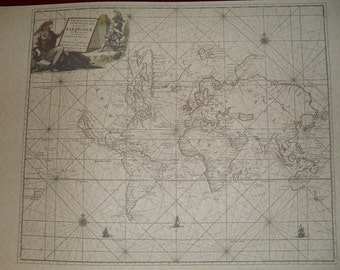 Replica 1697 Dutch chart of the known world at the end of the 17th century