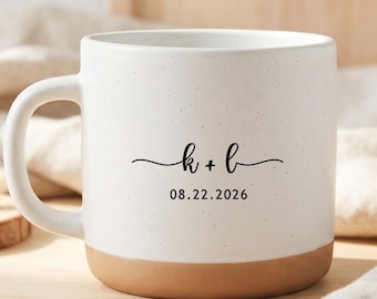 Tazza in ceramica personalizzata per matrimonio, tazza in terracotta personalizzata per la coppia, regalo di nozze, tazza Mr e Mrs, regalo per addio al nubilato per lei e per lui