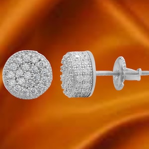 Herren Damen 925 Sterling Silber Iced Out Hip Hop Runde Diamant Cluster Ohrstecker, 14K Gold Ohrstecker, Moissanite Ohrstecker