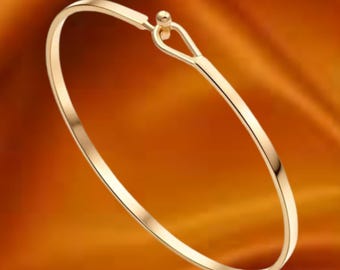 Natural Moissanite Bangle Bracelet, 14K Rose Gold Diamond Stackable Bangle Bracelet, Minimalist Statement Jewelry, 925 Silver Dainty Bangle