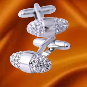 14K White Gold, Men&#39;s Diamond Cufflinks, 925 Sterling Silver, Women&#39;s Cufflinks, Wedding Cuff, Party Wear Cuff Links, Unisex Cuff links