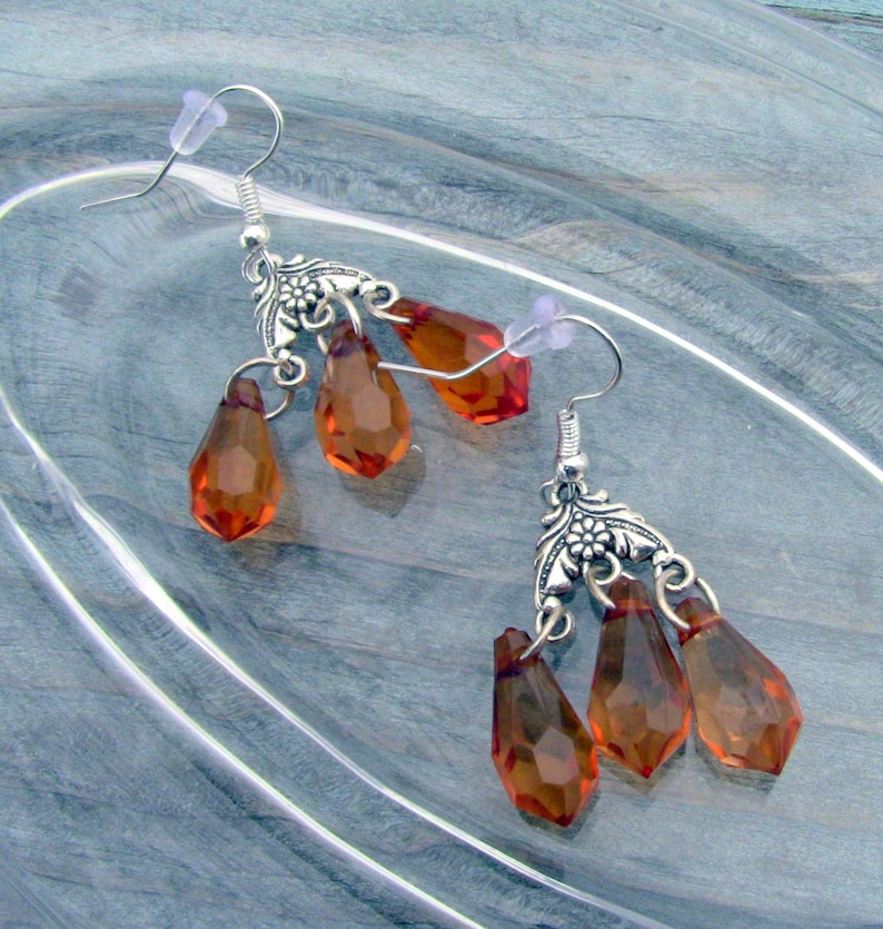 Amber Chandelier Earrings Amber and Sliver Chandelier Earrings Gift For Her Amber Chandelier Earrings Amber Bead Earrings