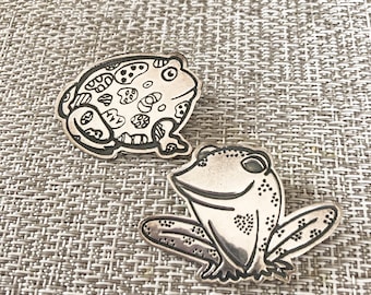 Frog Pins Vintage Frog Pins 925 Vintage Mexico Sterling Frog Pins Pair of Frog Pins Gift for Her