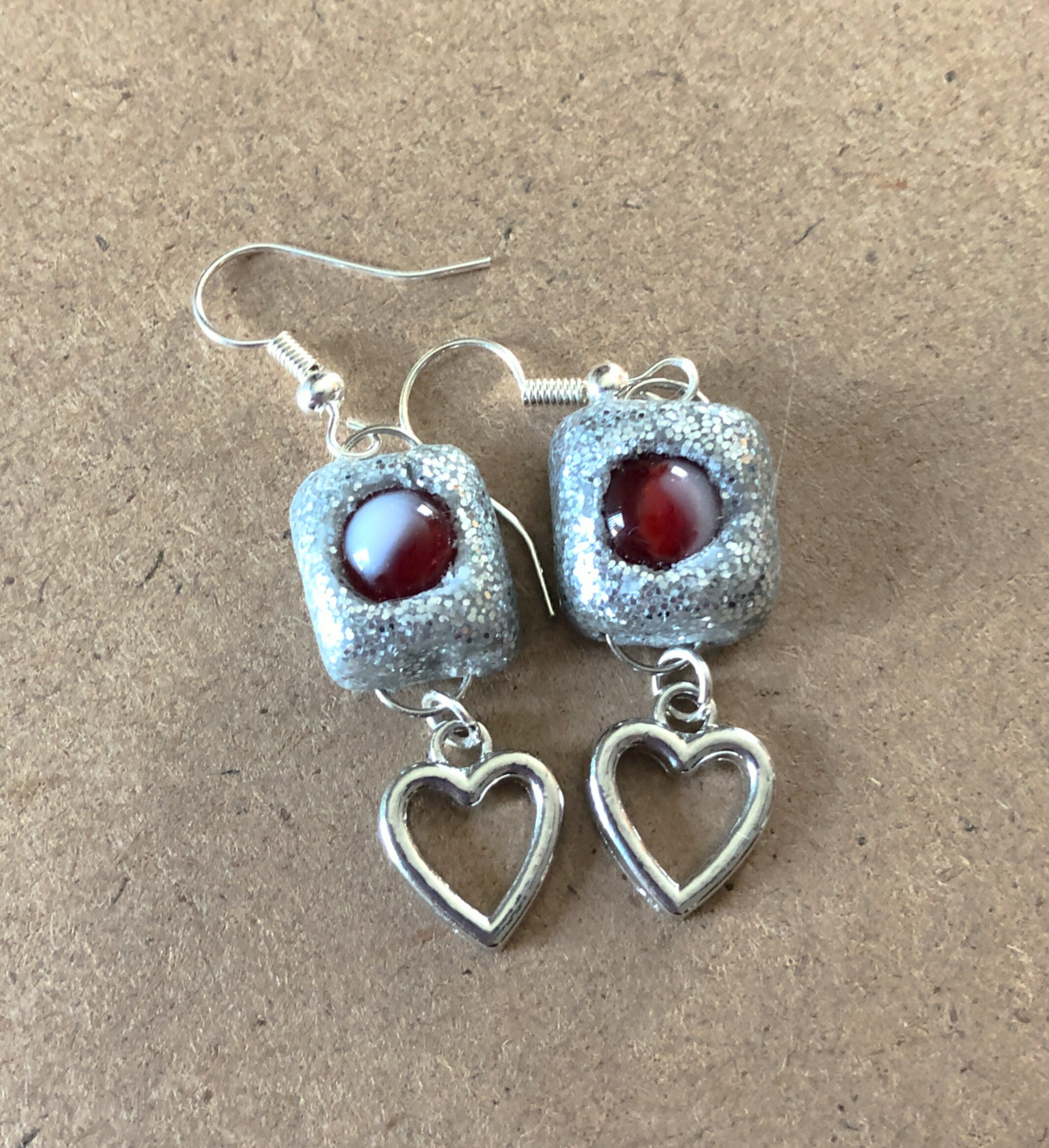 Earrings Silver Glitter Heart Earrings Gift for Her Holiday Etsy