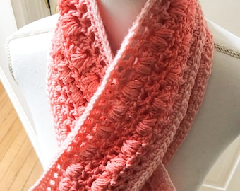 CLEARANCE Scarf Coral Cowl Gift For Her Crocheted Coral Cowl Lightweight Cowl Lacy Cowl Coral Crocheted Cowl
