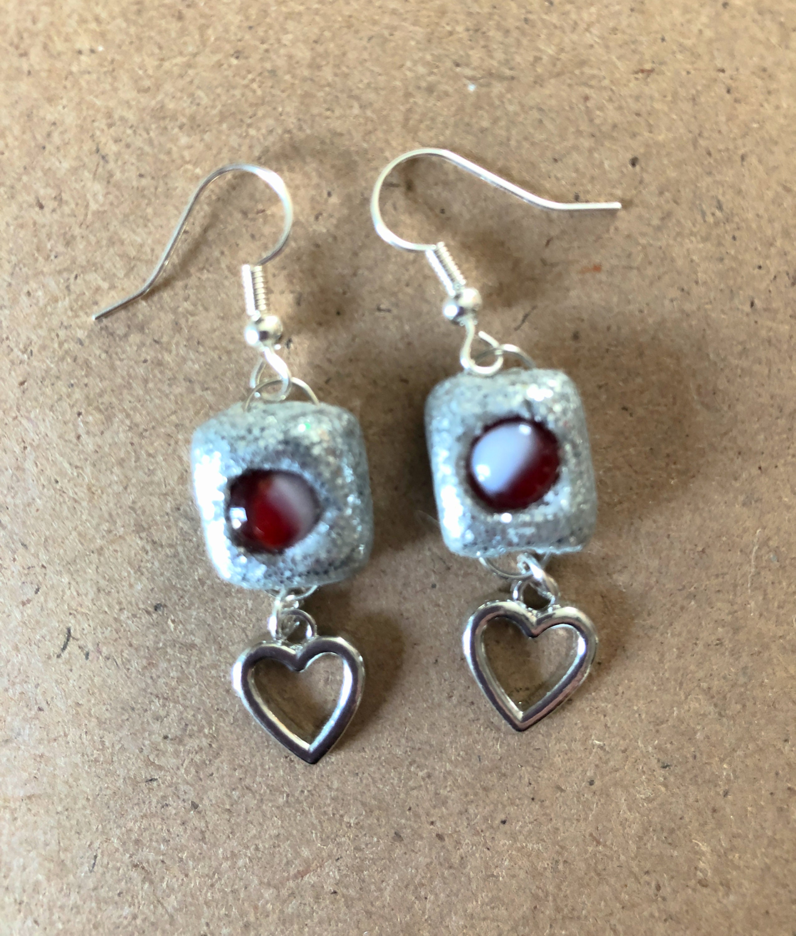 Earrings Silver Glitter Heart Earrings Gift for Her Holiday | Etsy