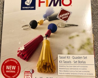 FIMO Tassel Kit Quasten Set Oven Bake Modeling Clay Tassel Kit Leather Effect Clay Accessories