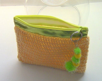 Zippered Bag Yellow Cosmetic Bag  Purse Gift For Her Cosmetic Bag Makeup Bag Zipper Clutch Mini Purse Travel Pouch Purse Bag Zipper Bag