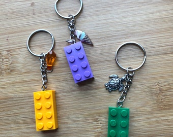 Brick Block Key Chain Building Block Key Chain Made with Authentic Lego Mini Blocks Key Chain Building Brick Key chain with Charms