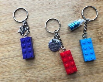 Brick Block Key Chain Building Block Key Chain Made with Authentic Lego Mini Blocks Key Chain Building Brick Key chain with Charms