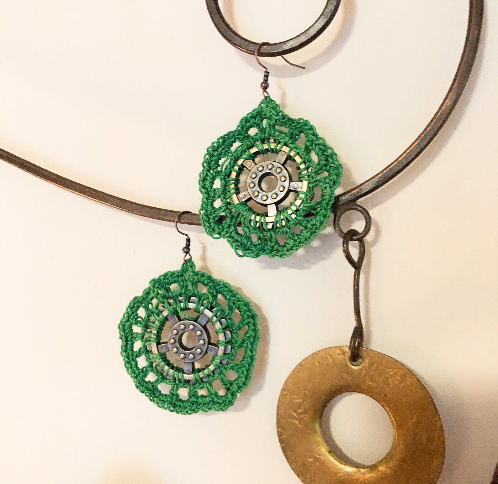 Crocheted Earrings Green Crocheted Earrings Gift For Her Etsy