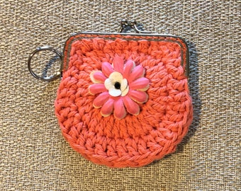 Coin Purse Crocheted Kiss Closure Coin Purse Gift for Mom Gift For Her Gift Card Holder Gift Holder Purse